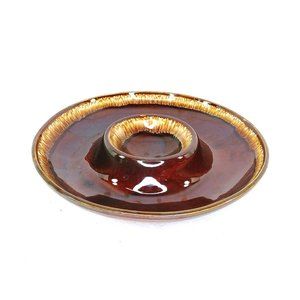 Chip Dip Vegetable Bowl Kathy Kale USA Pottery Chocolate Brown Vintage 11.5" Dia